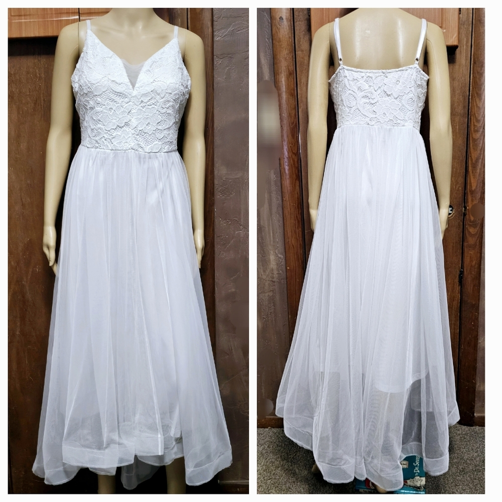 Candelite White High Low Casual Formal Prom Wedding M Dress